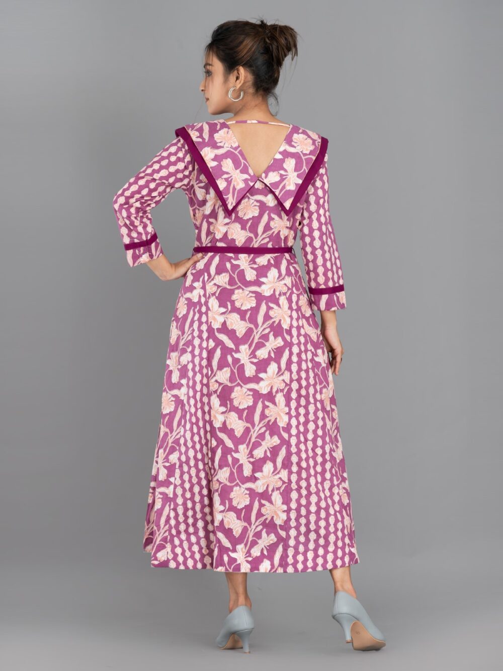 Lavender Breeze – Indo-Western Cotton Fusion Dress with Pockets - Image 8