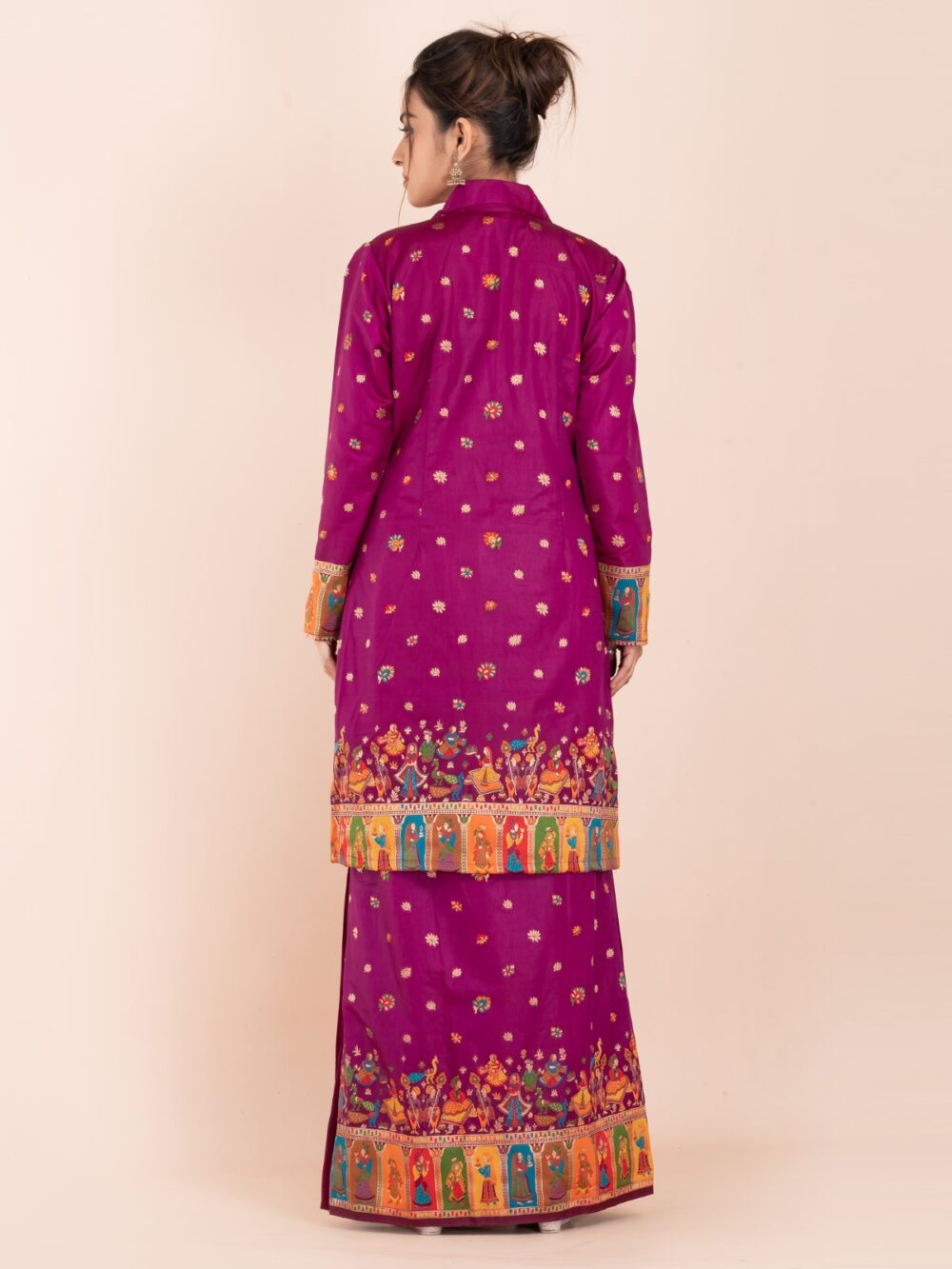 "Raag-Ranjani" – Wine Baluchori Fusion Set - Image 2