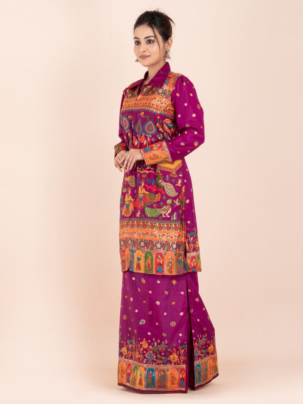 "Raag-Ranjani" – Wine Baluchori Fusion Set - Image 4