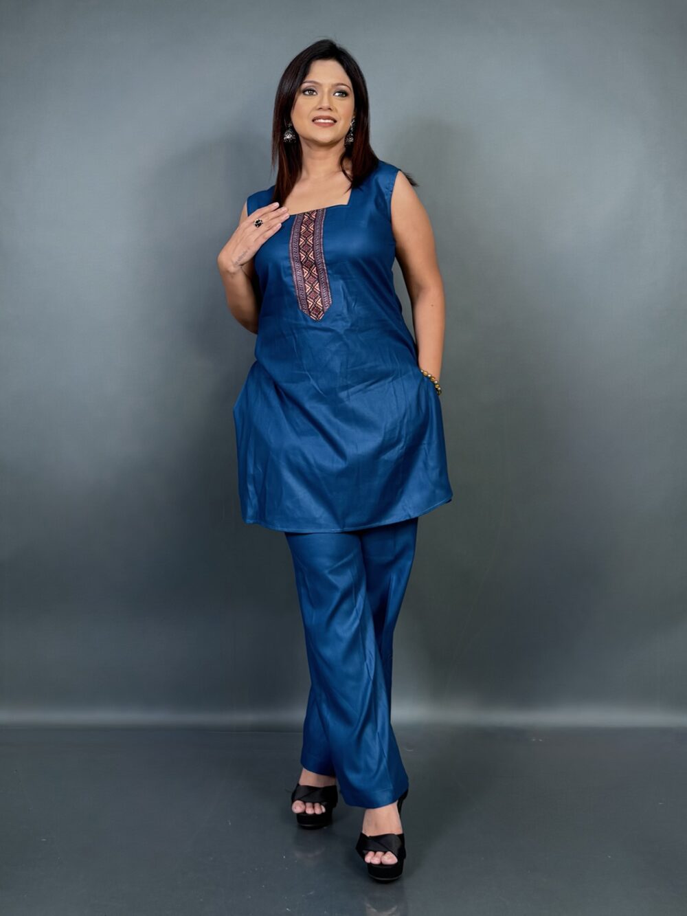 Rustica Bloom – Ajrak & Musline Indo-Western Co-ord Set - Image 2