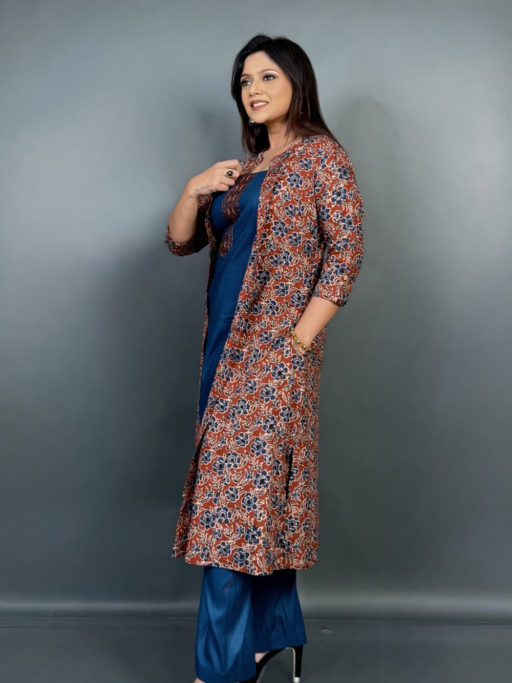 Rustica Bloom – Ajrak & Musline Indo-Western Co-ord Set - Image 5