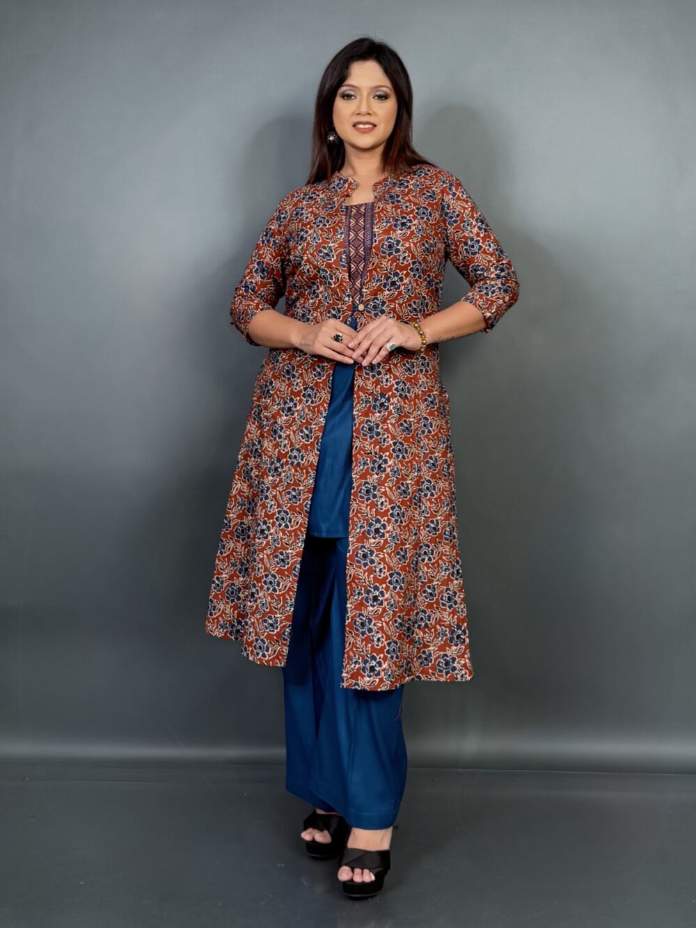 Rustica Bloom – Ajrak & Musline Indo-Western Co-ord Set - Image 6