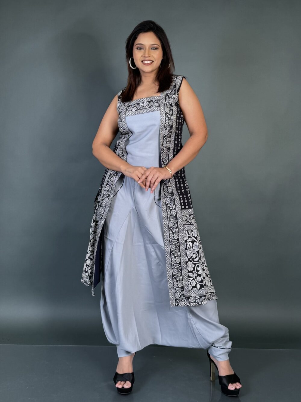 Grey Bohonick  Fusion Asymmetry – Printed Jacket Fusion Set - Image 3