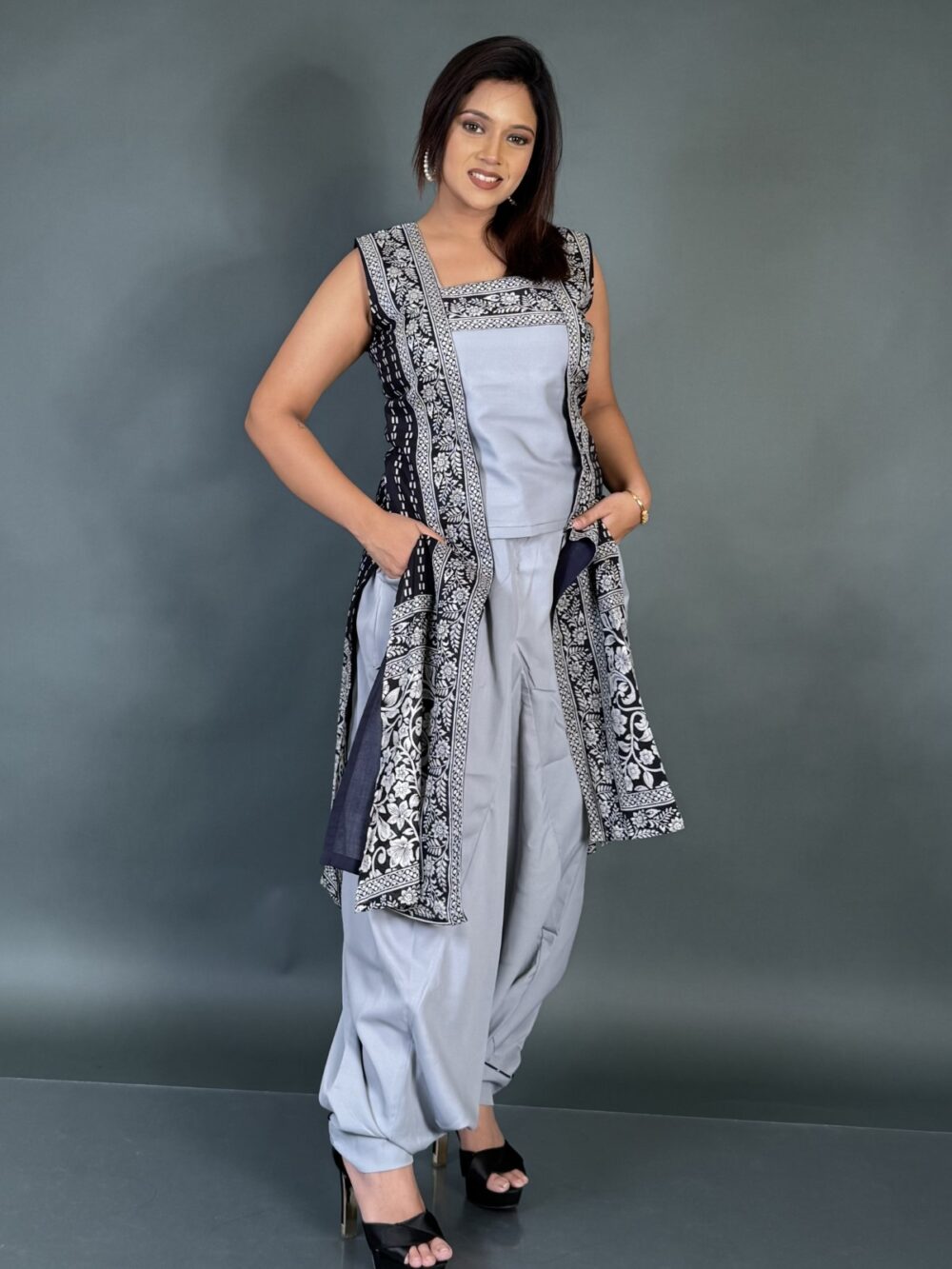 Grey Bohonick  Fusion Asymmetry – Printed Jacket Fusion Set - Image 4