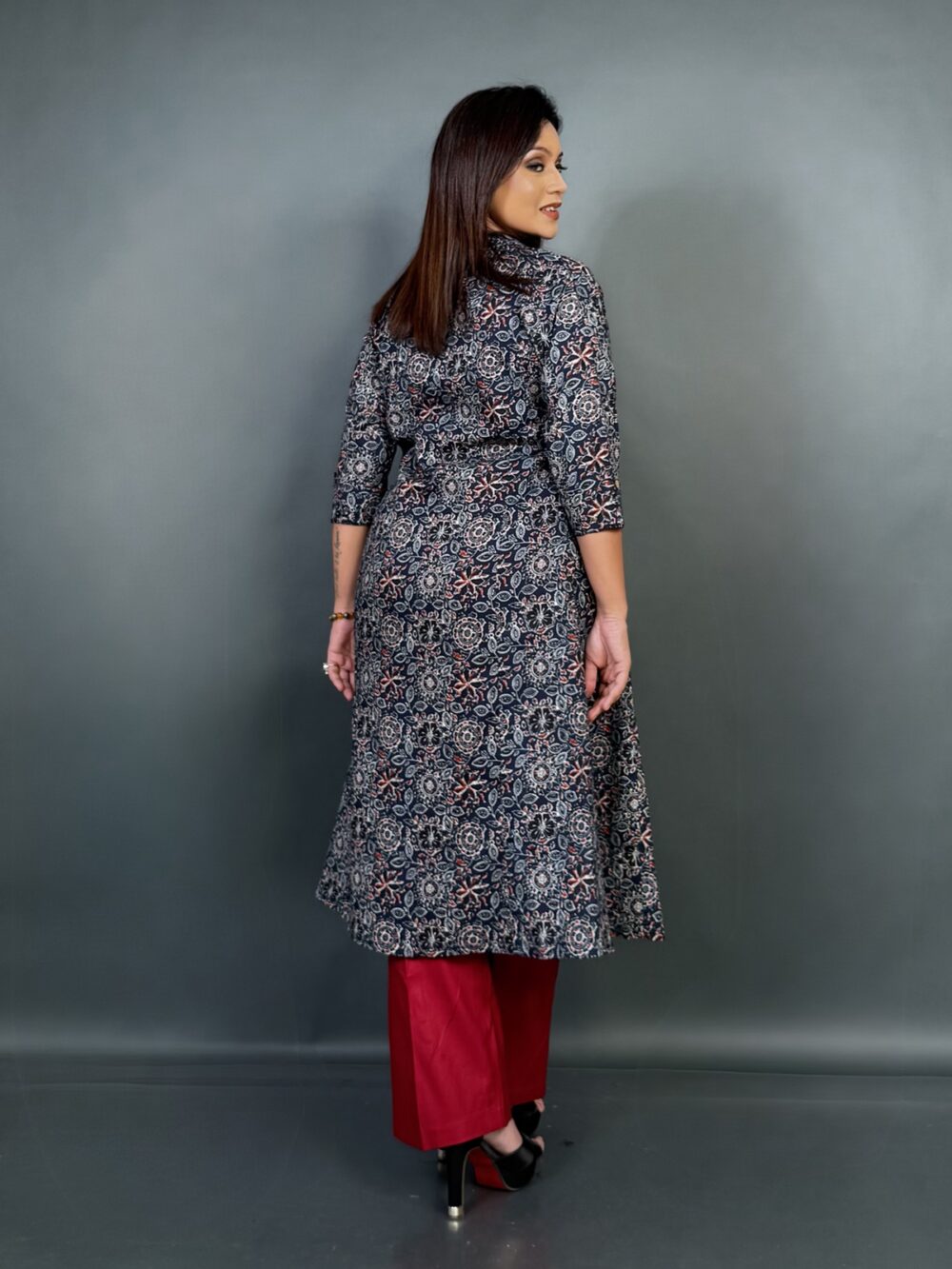 Indigo Ember– Ajrakh Print Indo-Western Co-ord Set - Image 4