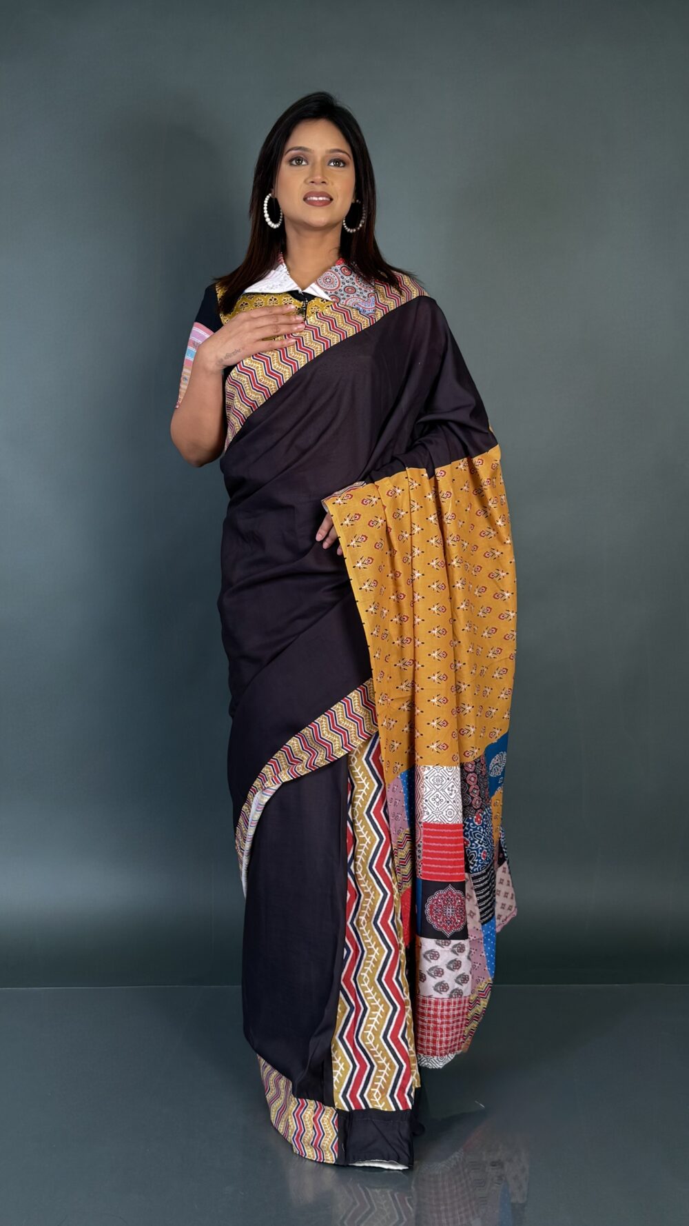Mystic Elegance Black Ethnic Ready-to-Wear Saree