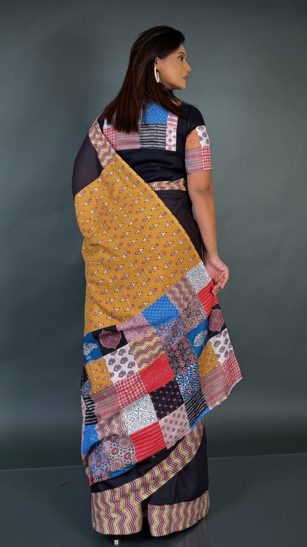 Mystic Elegance Black Ethnic Ready-to-Wear Saree - Image 4