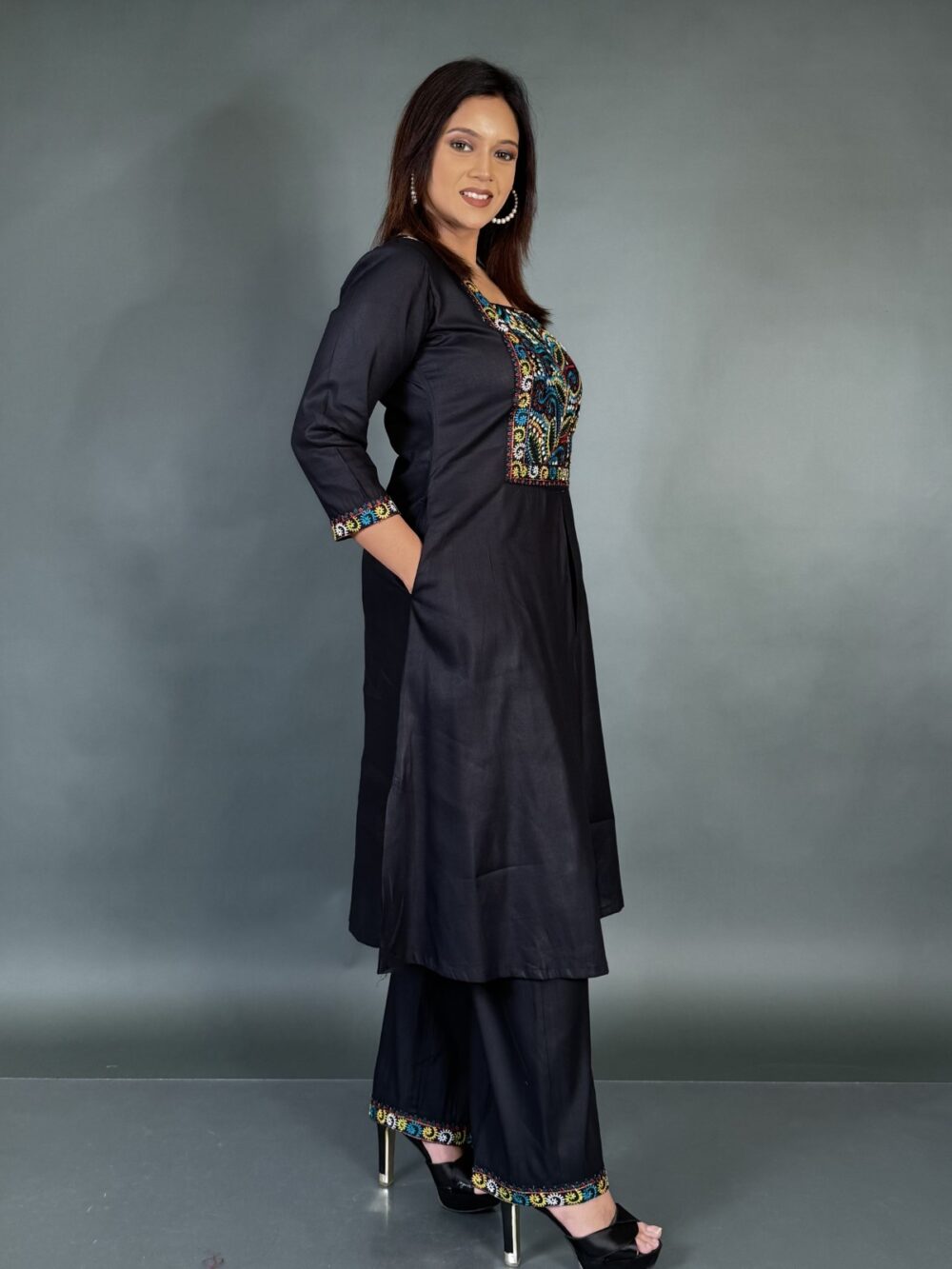 Black Kantha Co-Ord Set - Image 3