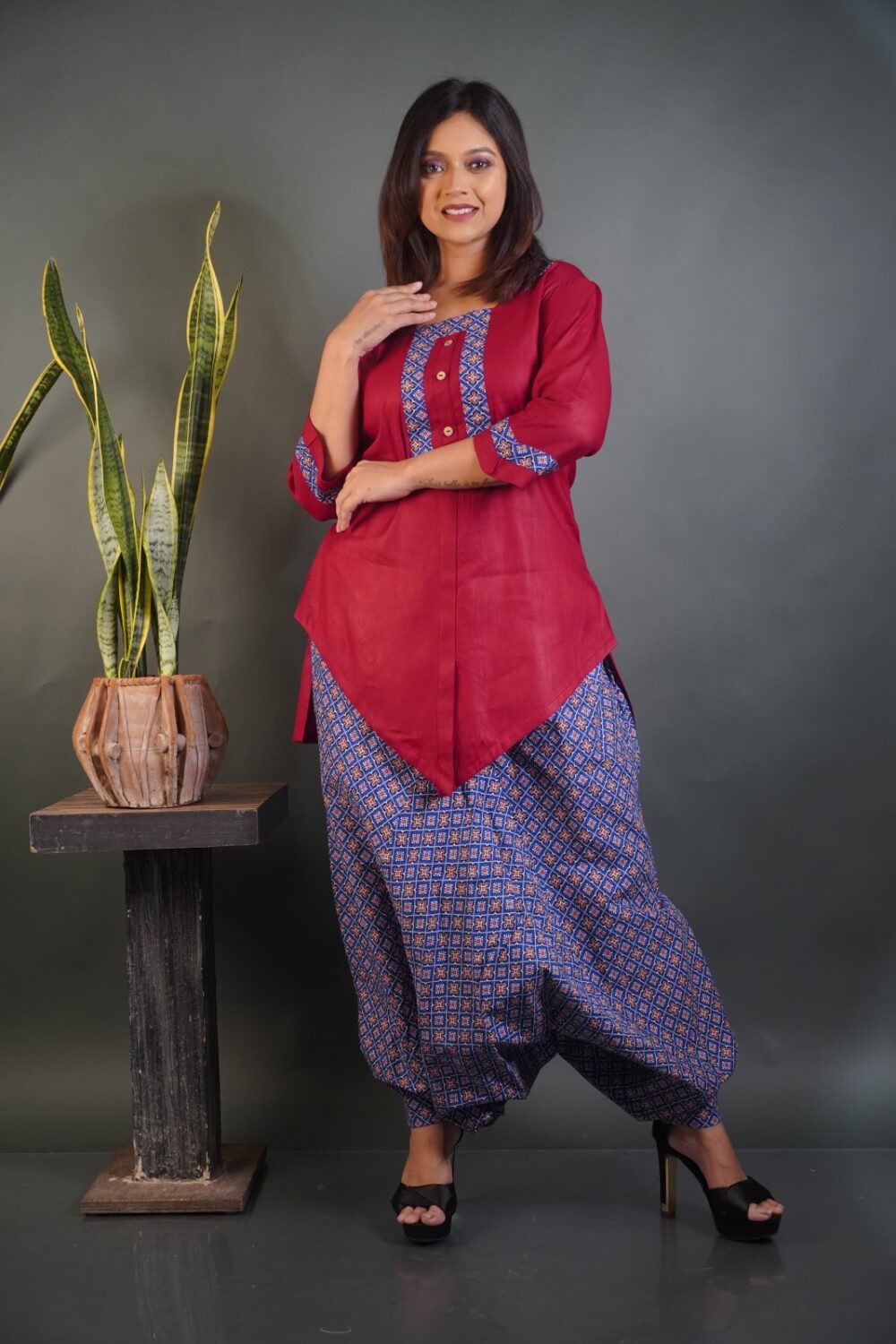Urban Charm Maroon & Blue Bohonique Set