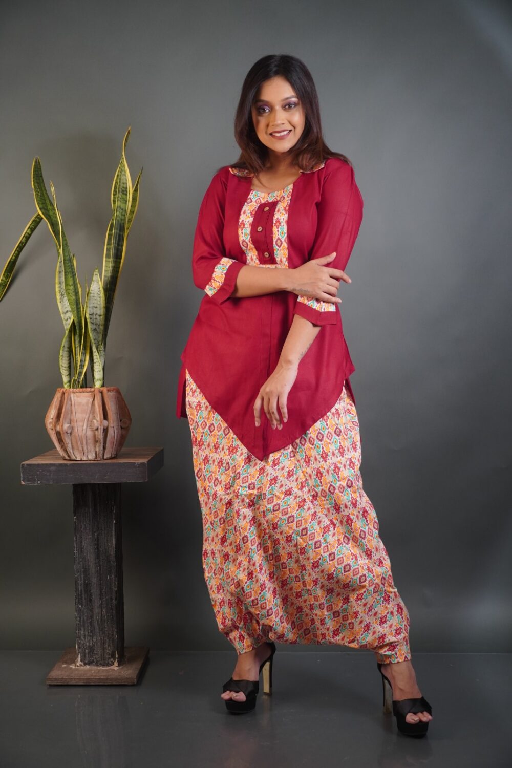 Peach Blush: Maroon & Peach Bohonique  Set - Image 3