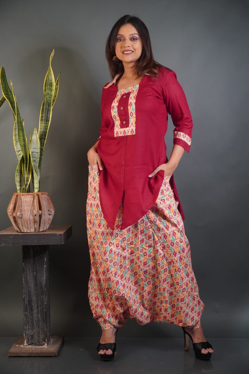 Peach Blush: Maroon & Peach Bohonique  Set - Image 5