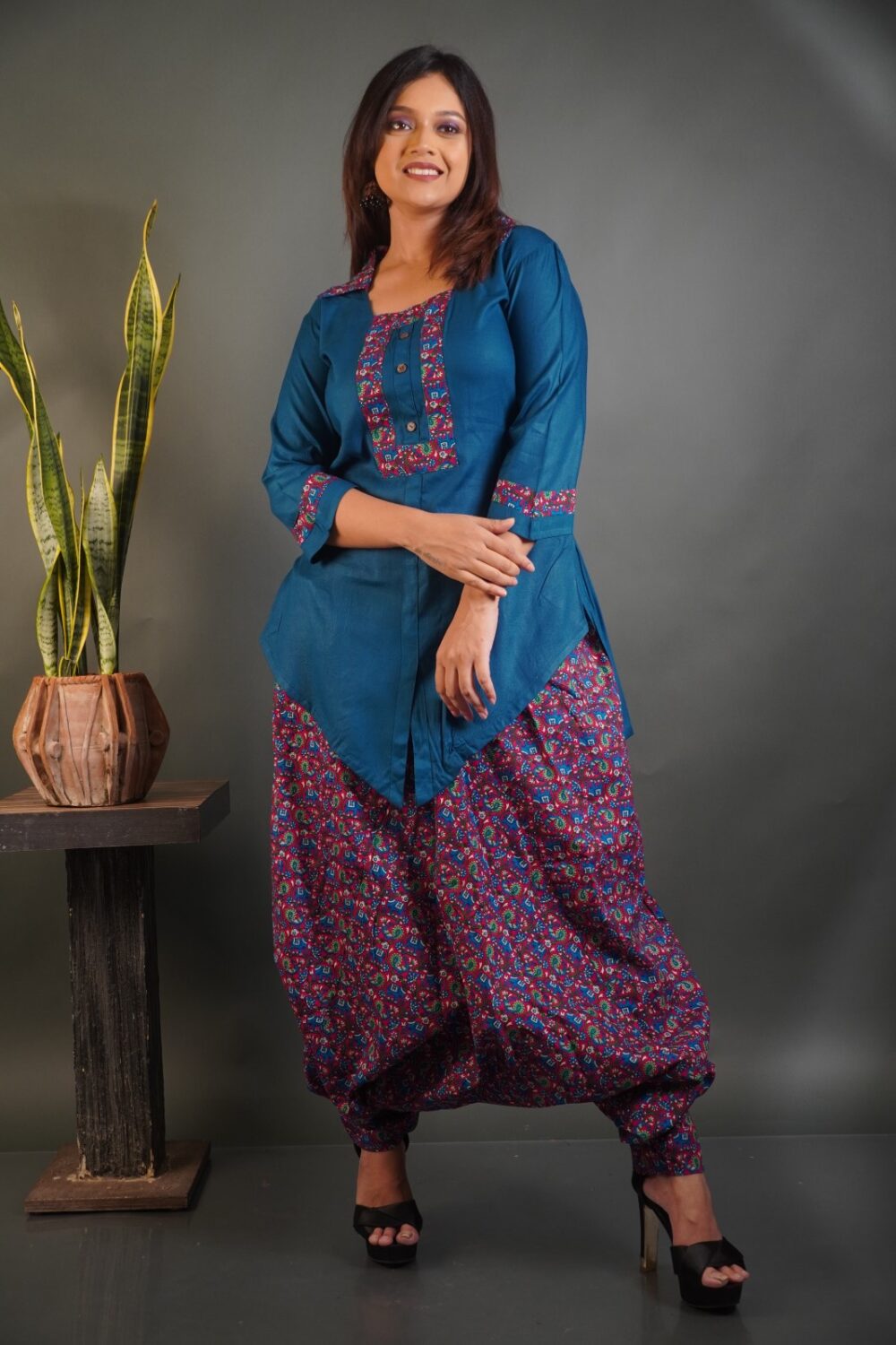 Peacock Glow: Elegant Bohonique Co-Ord Set