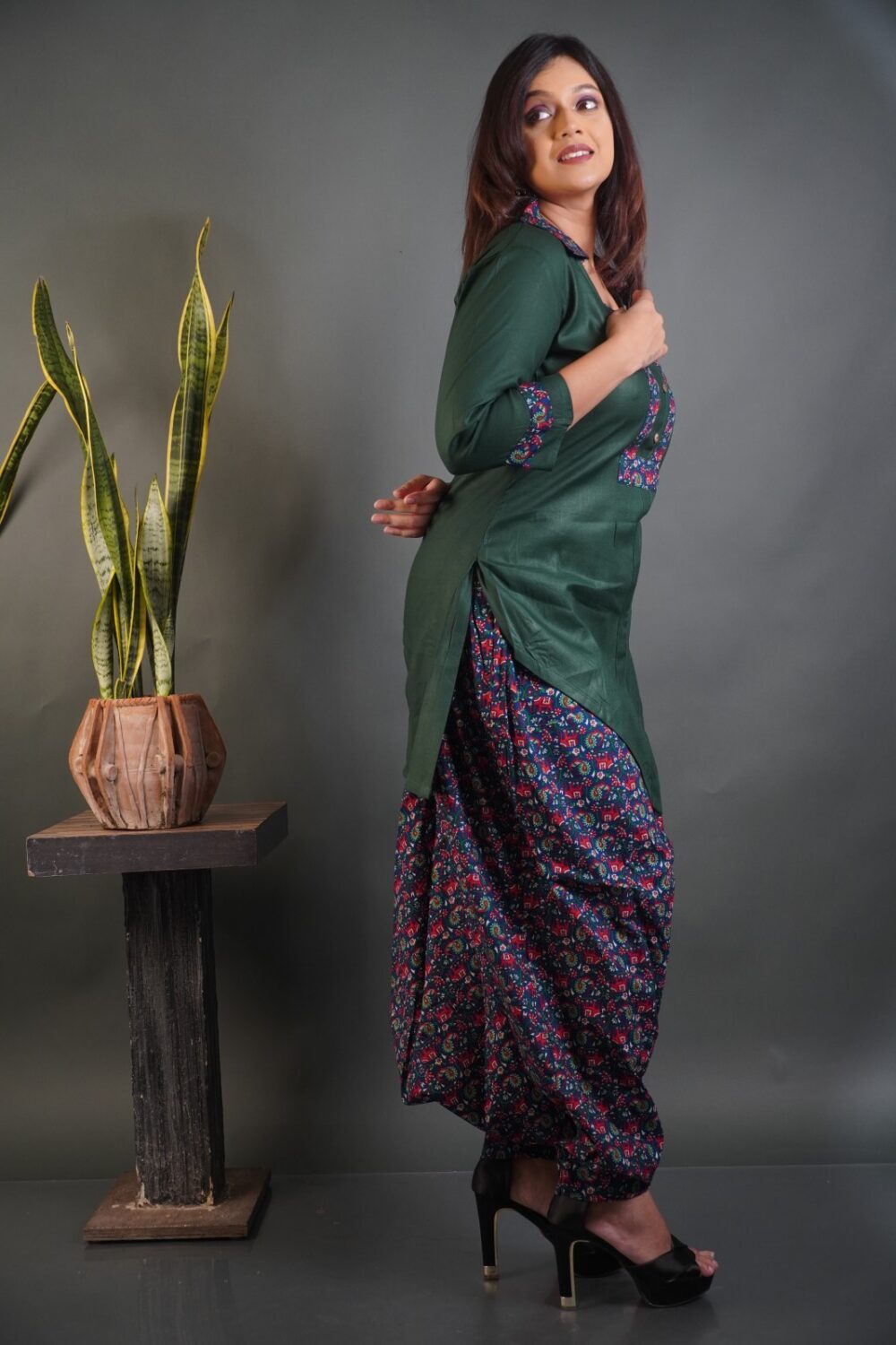 Earth Muse: Bottle Green & Maroon Boho Set - Image 3