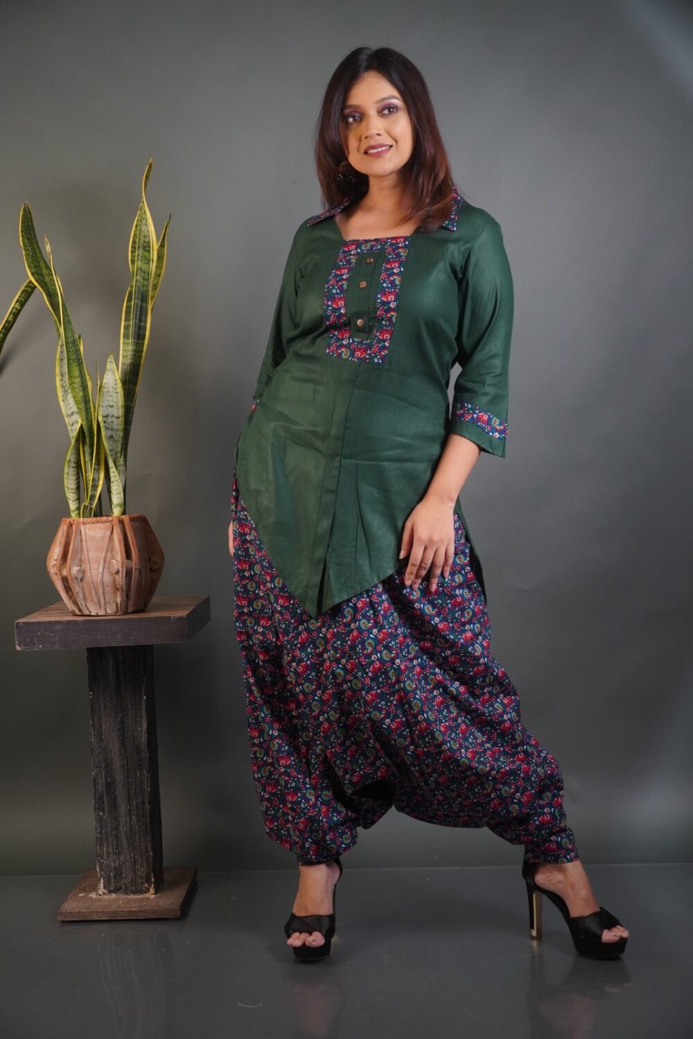 Earth Muse: Bottle Green & Maroon Boho Set