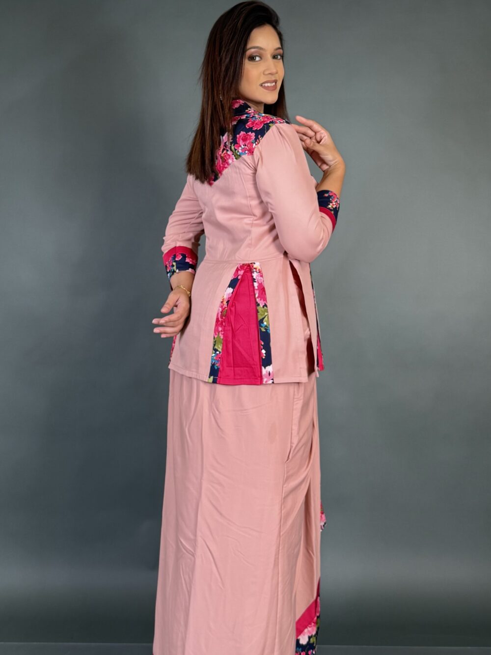Rose Reverie Elegant Patchwork Fusion Ensemble - Image 2