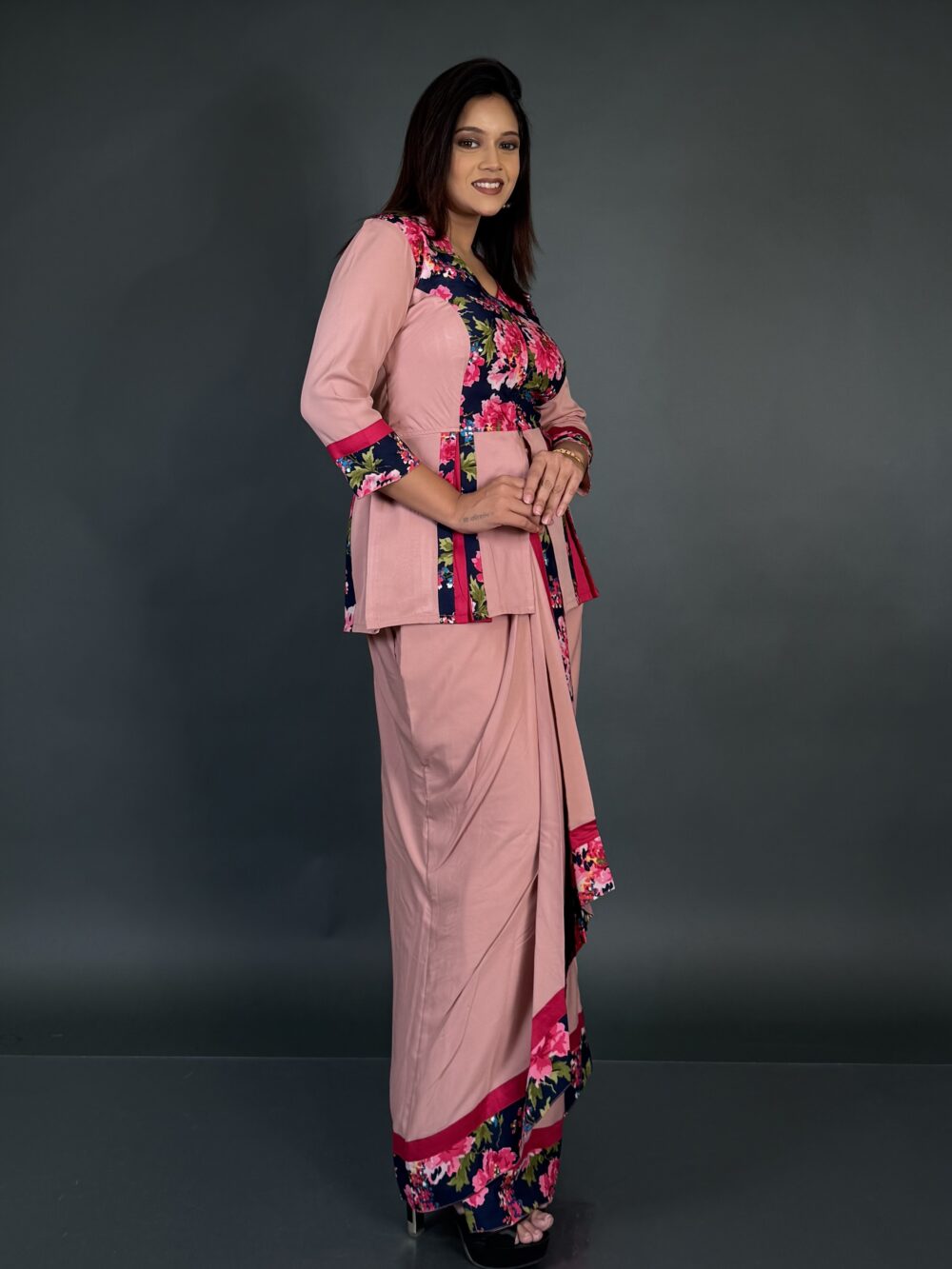 Rose Reverie Elegant Patchwork Fusion Ensemble