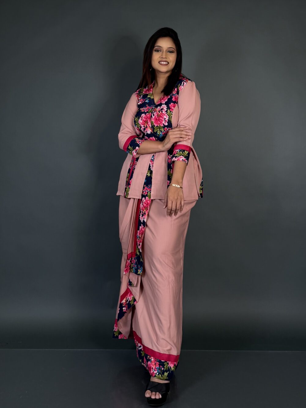 Rose Reverie Elegant Patchwork Fusion Ensemble - Image 4