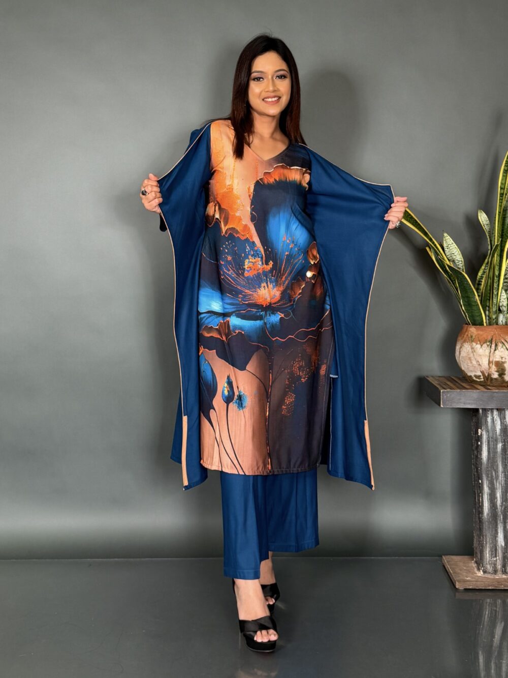Midnight Mirage Navy Multi-Print Co-ord Elegance - Image 3