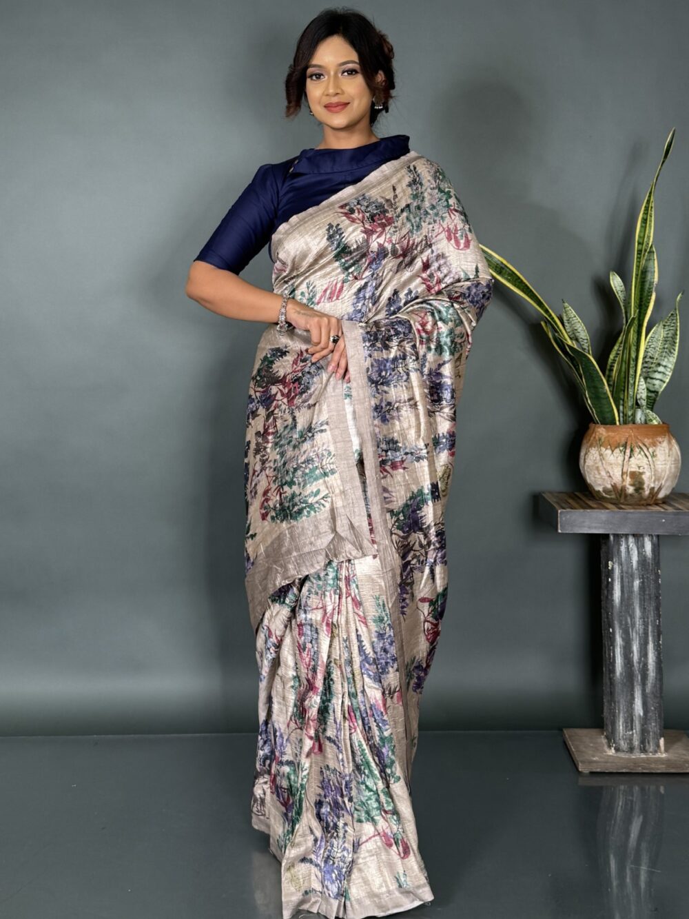 Sandstone Bloom Printed Beige Ready-to-Wear Saree