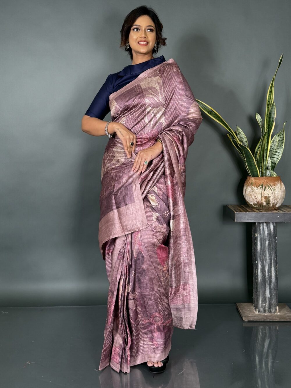 Blush Radiance Onion Pink Ready-to-Wear Satin Saree